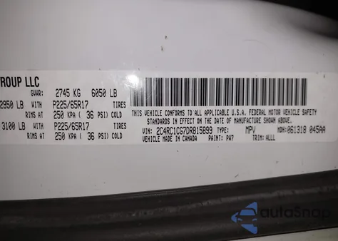 2013 Chrysler Town & Country Touring-L z USA, uszkodzony, nr VIN 2C4RC1CG7DR815899